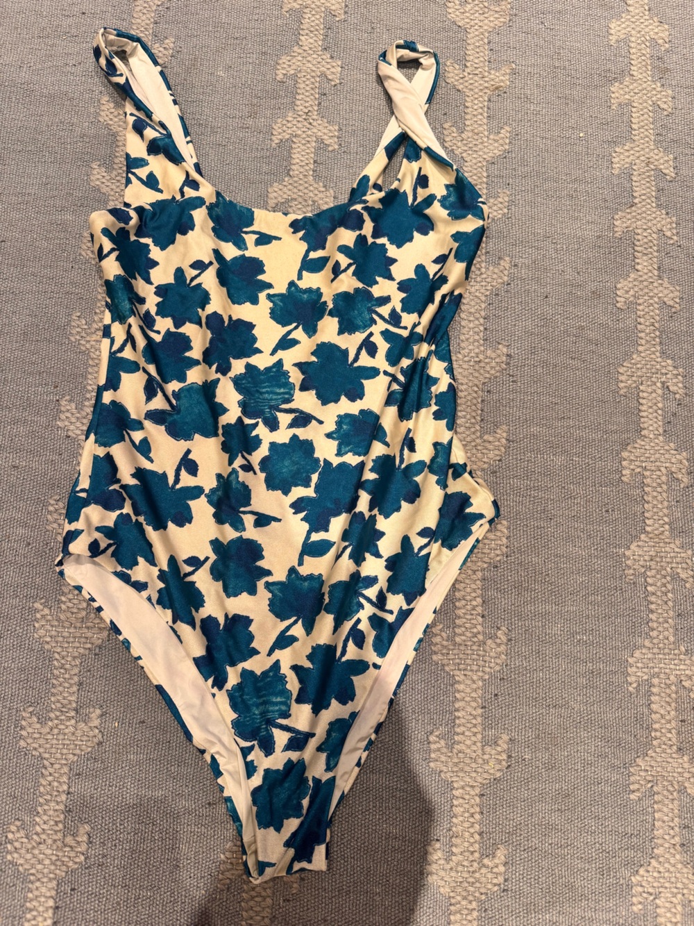 Onia floral One-Piece Swimsuit in Cream & blue